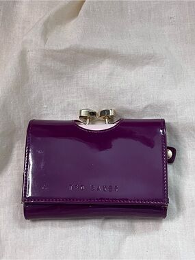 Ted Baker Purple Patent Bow-Accent Wallet